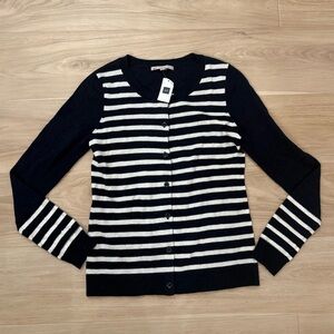 NWT GAP Cardigan Sweater Black/White Stripes Women’s Size Extra Small Sequins